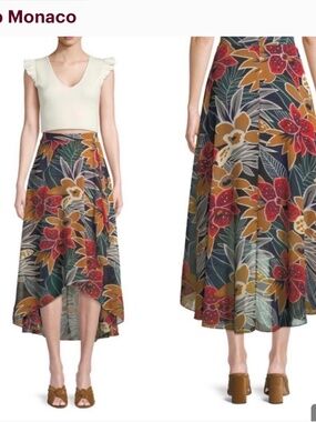 Club Monaco Eliana High Waist Floral Midi Skirt